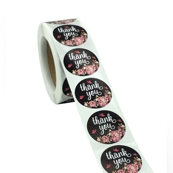 Thank You Stickers Gifts Packaging Sealing Labels Stationery Sticker 1" round - Picture 3 of 3